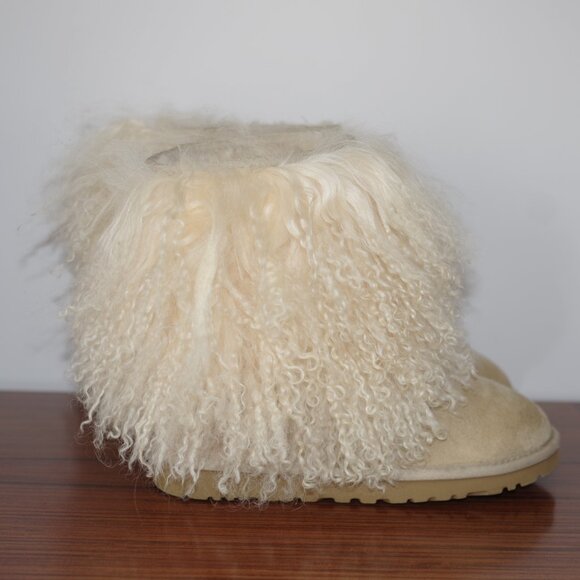 UGG Lida Mongolian Fur Cuff Natural Suede Classic Boots size 5 - Picture 9 of 14